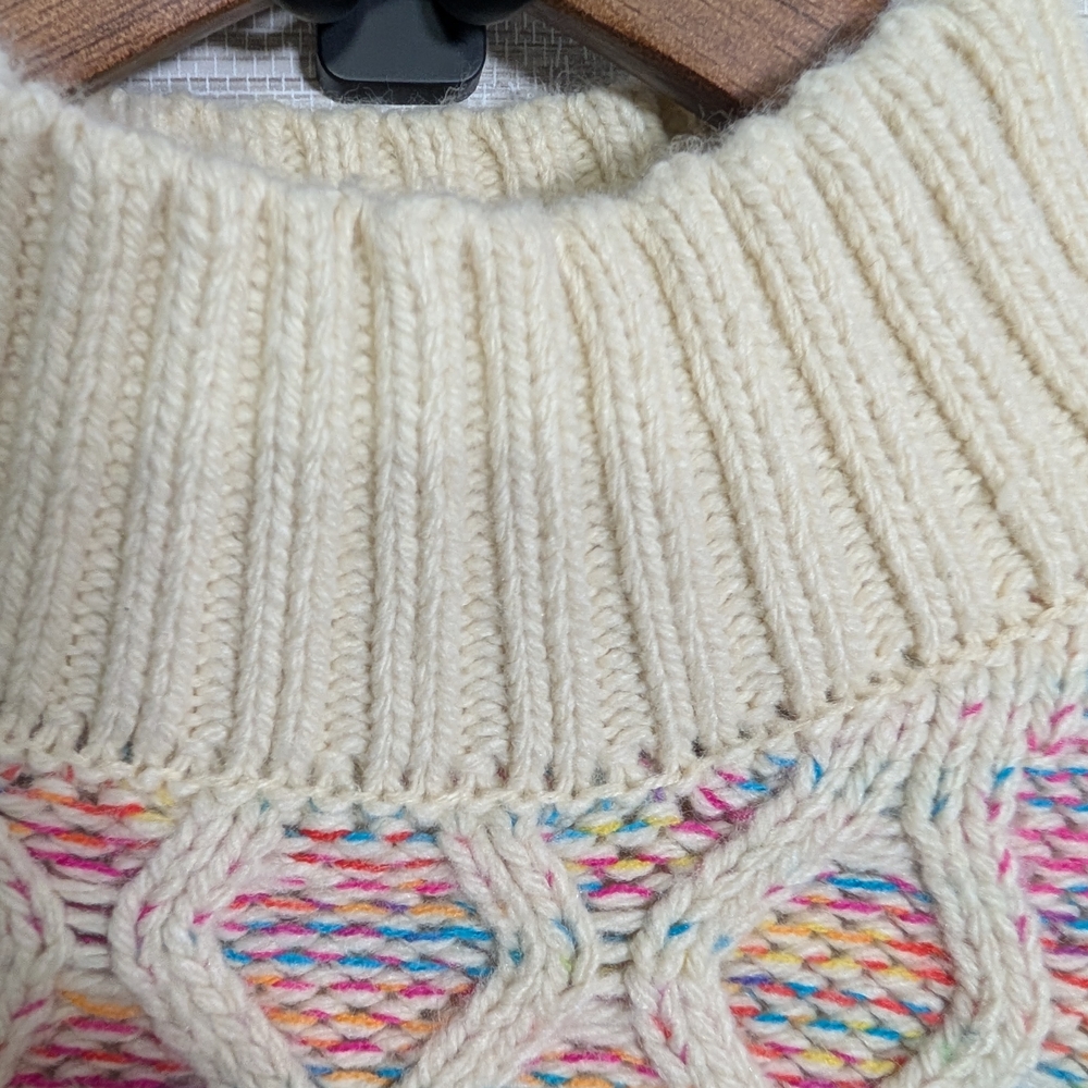 Vero Moda Danerys Multicolor Cable Knit Mock Neck Wide Sleeve Sweater XL NWT - Picture 4 of 9